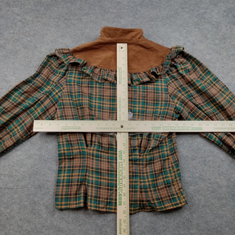 Vintage The East Side Clothing Co. Blouse Womens Medium Brown Plaid Western - Picture 4 of 7